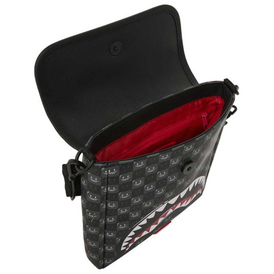 Sprayground Τσαντάκι ώμου Sharks In Paris WTF Bubbly Black Check Messenger Sling
